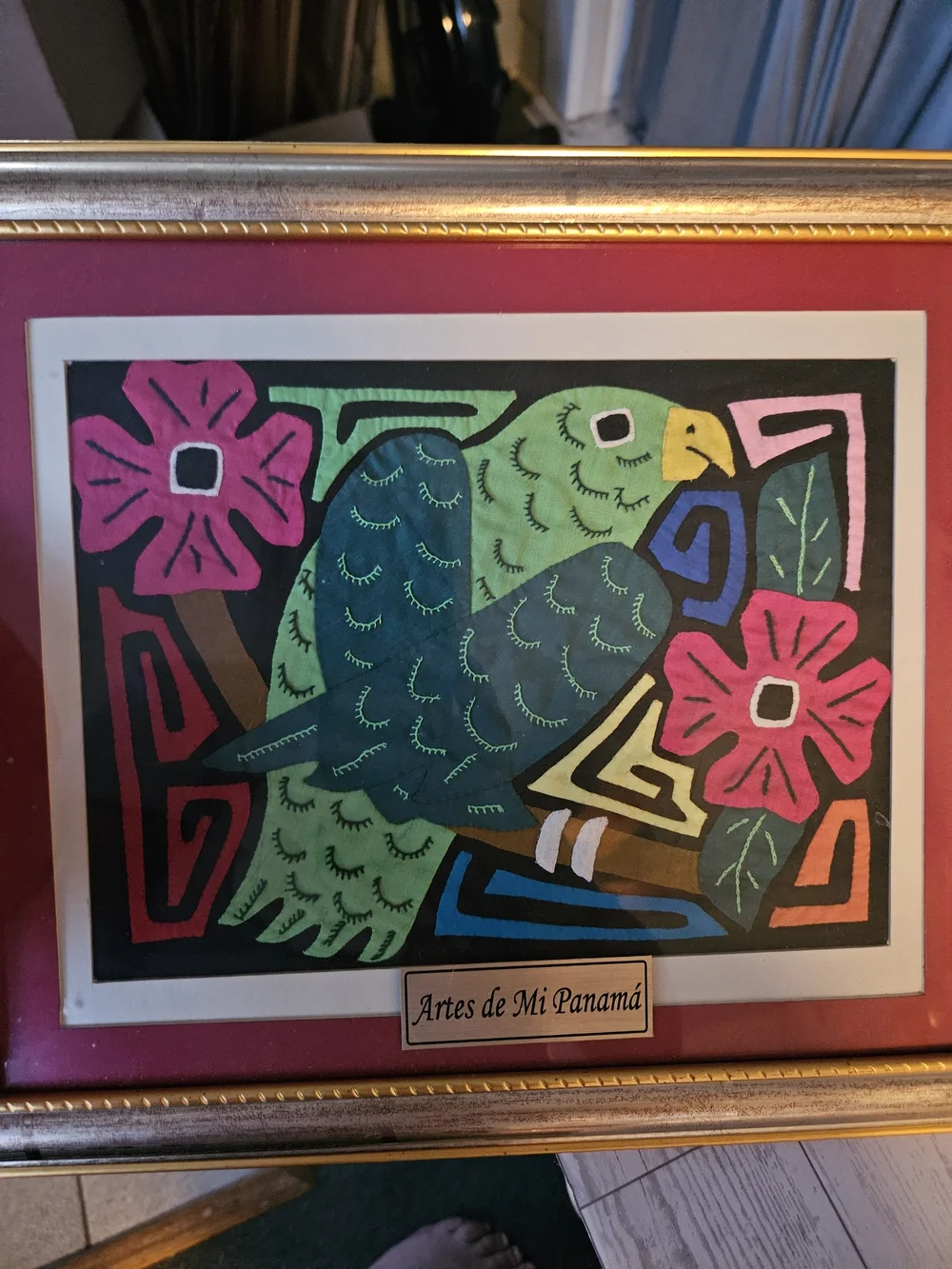 Set of 2 Framed Authentic Panamanian Mola Textile Art - Artes de Mi Panamá
